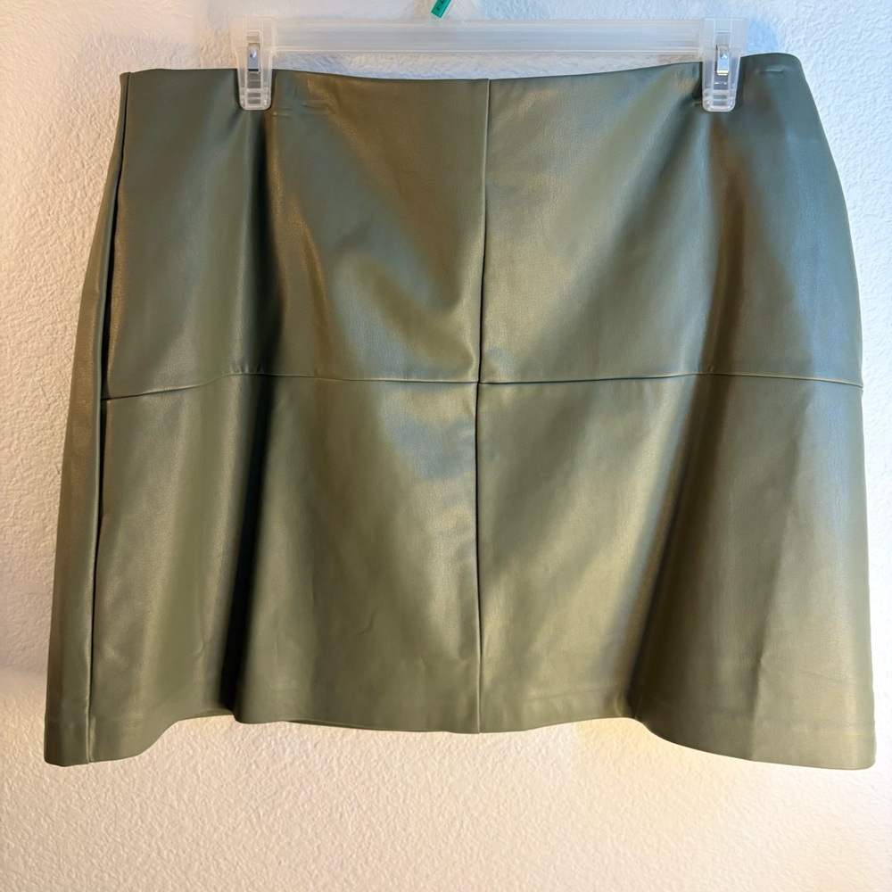 Eloquii Olive Green Faux Leather Skirt